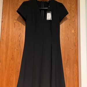 Emporio Armani black v-neck pleated dress